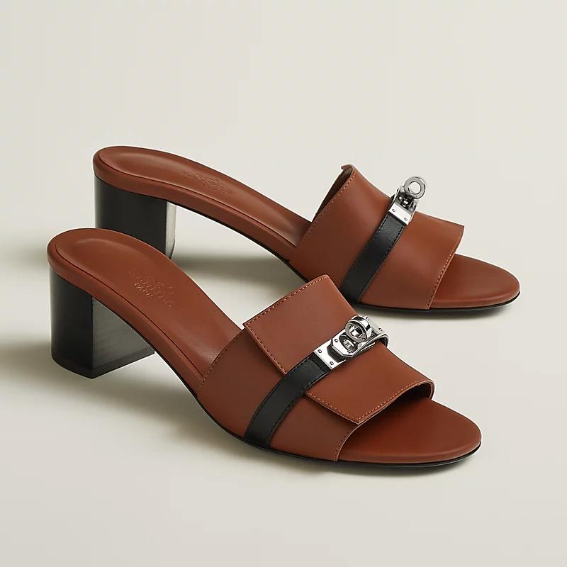 Giày Hermes Gigi 50 Sandal Nữ Nâu Đen